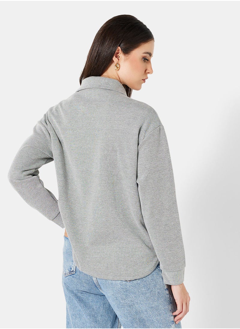 MANGO - Flap Pocket Half-Zip Top - Image 1