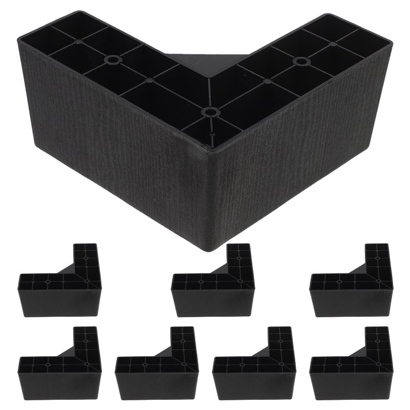 8pcs Heavy Duty Furniture Risers: L-shape Couch Legs Replacement for Sofa Bed Cabinet - Elevate Furniture Height by 3 Inches - for Dorms Offices and Homes - Image 1