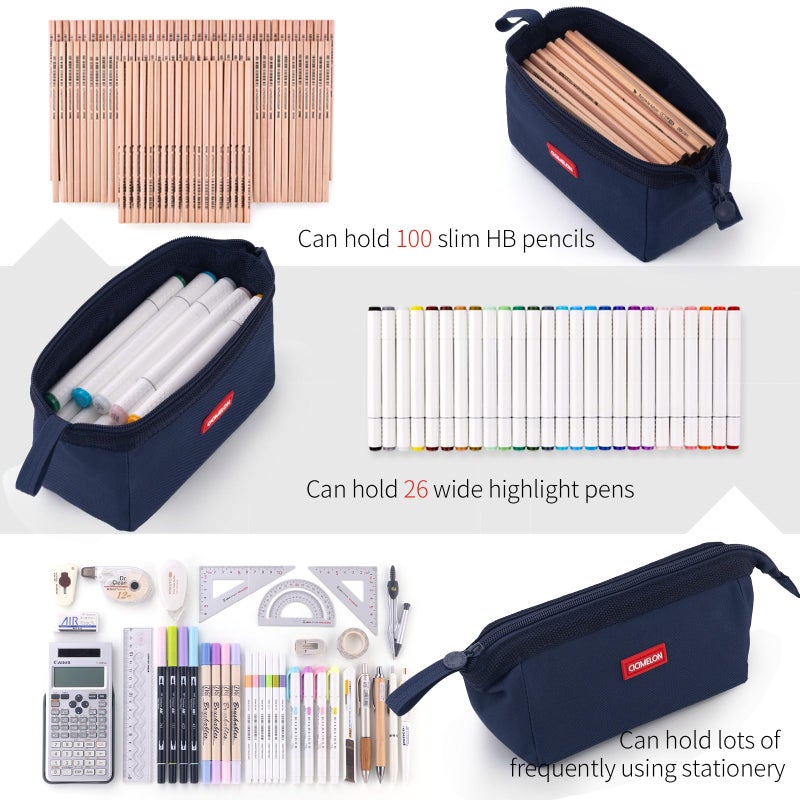 CICIMELON Pencil Case Large Capacity Pencil Pouch Pen Bag for School Teen Girl Boy Men Women (Navy) - Image 5