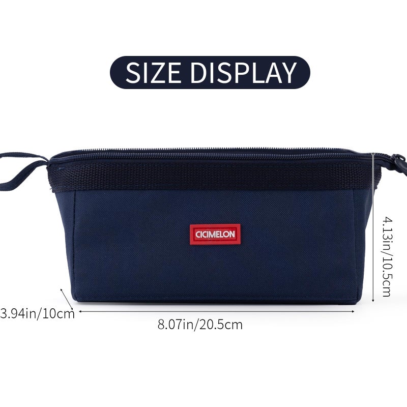 CICIMELON Pencil Case Large Capacity Pencil Pouch Pen Bag for School Teen Girl Boy Men Women (Navy) - Image 3