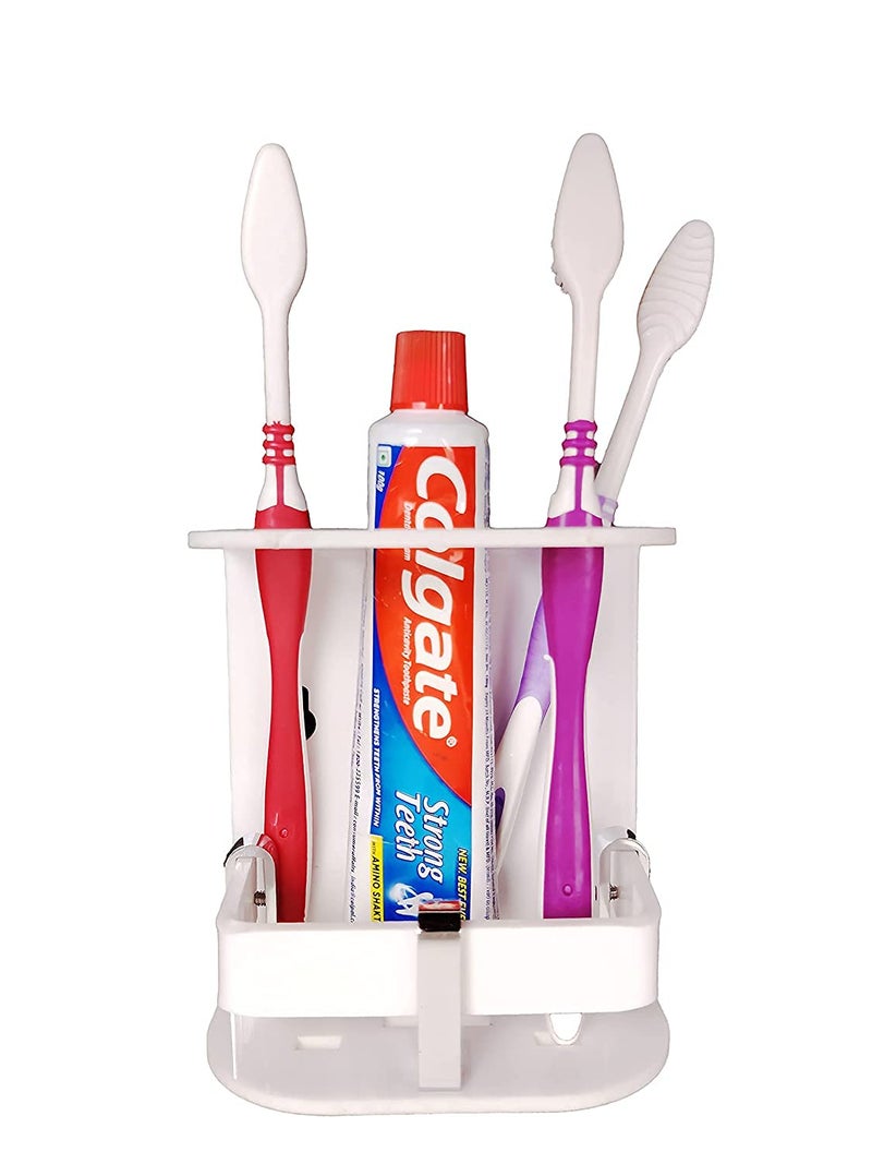 Bonsenkitchen Easy Stick On Self Adhesive Wall Mount Acrylic Toothbrush Holder/Stand/Tumbler/Toothpaste Holder/Stand/Tumbler for (White Small AC) - Image 3