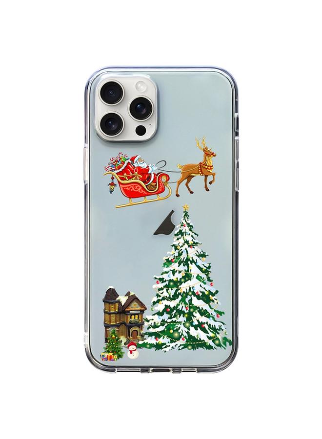 S-TOP Case For iPhone 15 Pro Christmas Colored Drawing Pattern High Transparent Soft TPU Phone Case - Image 1