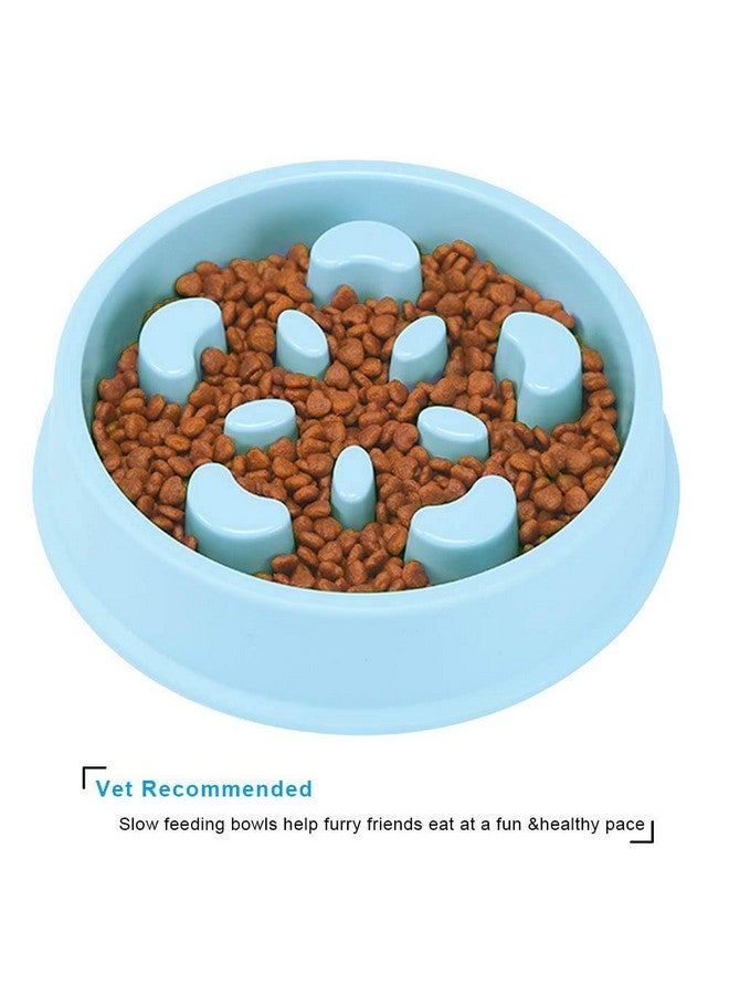 Slow Feeder Dog Bowl Fun Feeder No Chocking Slow Feeder Bloat Stop Dog Cat Food Water Bowl With Funny Pattern, Blue - Image 3
