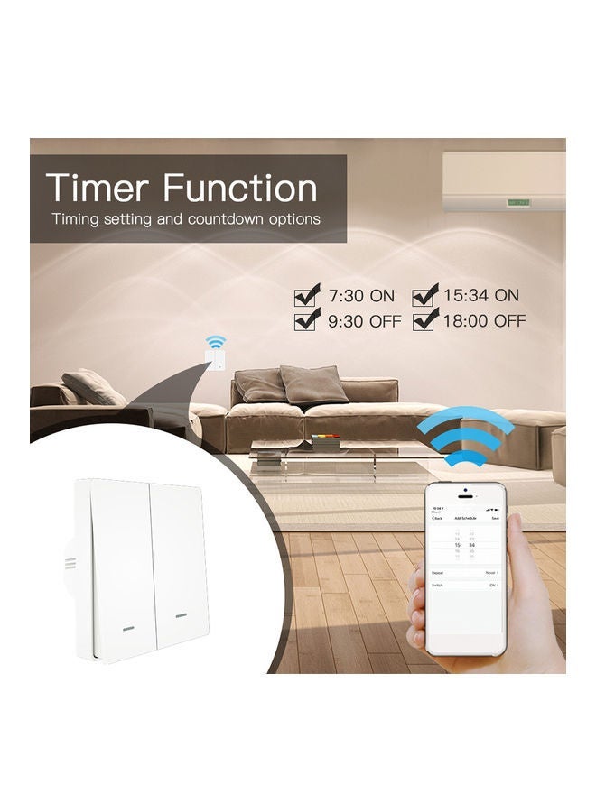 NIBEMINENT Wi-Fi Voice Control Smart Wall Switch White - Image 3