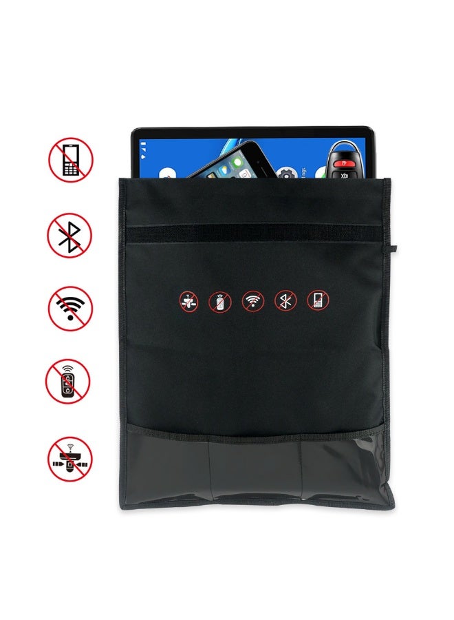 Multi-Function Faraday Bag (25x28cm) - RFID Signal Blocking Protector Sleeve for Car Keys, Phones, Credit Cards | Durable Velcro, Anti-Theft Anti-Skimming | Black - Image 1