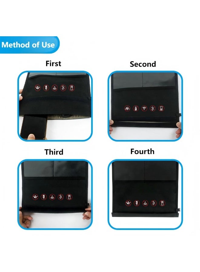 Multi-Function Faraday Bag (25x28cm) - RFID Signal Blocking Protector Sleeve for Car Keys, Phones, Credit Cards | Durable Velcro, Anti-Theft Anti-Skimming | Black - Image 4