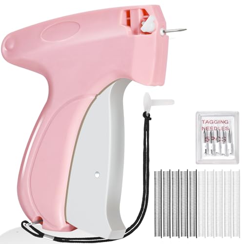ANTAND Stitch Gun for Clothes, Tagging Gun for Clothing, Handheld Quick Sticky Sewing Micro Tag Gun Fixer Hemming Pants Tool Instantly, Includes 6 Needles and 1000 Fasteners (Pink) - Image 1