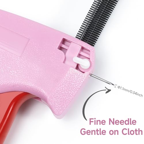 ANTAND Stitch Gun for Clothes, Tagging Gun for Clothing, Handheld Quick Sticky Sewing Micro Tag Gun Fixer Hemming Pants Tool Instantly, Includes 6 Needles and 1000 Fasteners (Pink) - Image 2