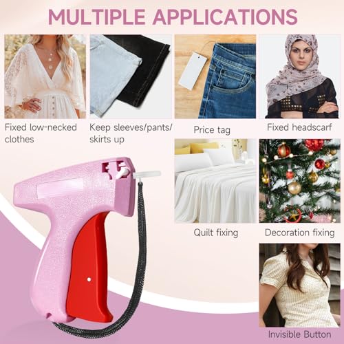 ANTAND Stitch Gun for Clothes, Tagging Gun for Clothing, Handheld Quick Sticky Sewing Micro Tag Gun Fixer Hemming Pants Tool Instantly, Includes 6 Needles and 1000 Fasteners (Pink) - Image 5