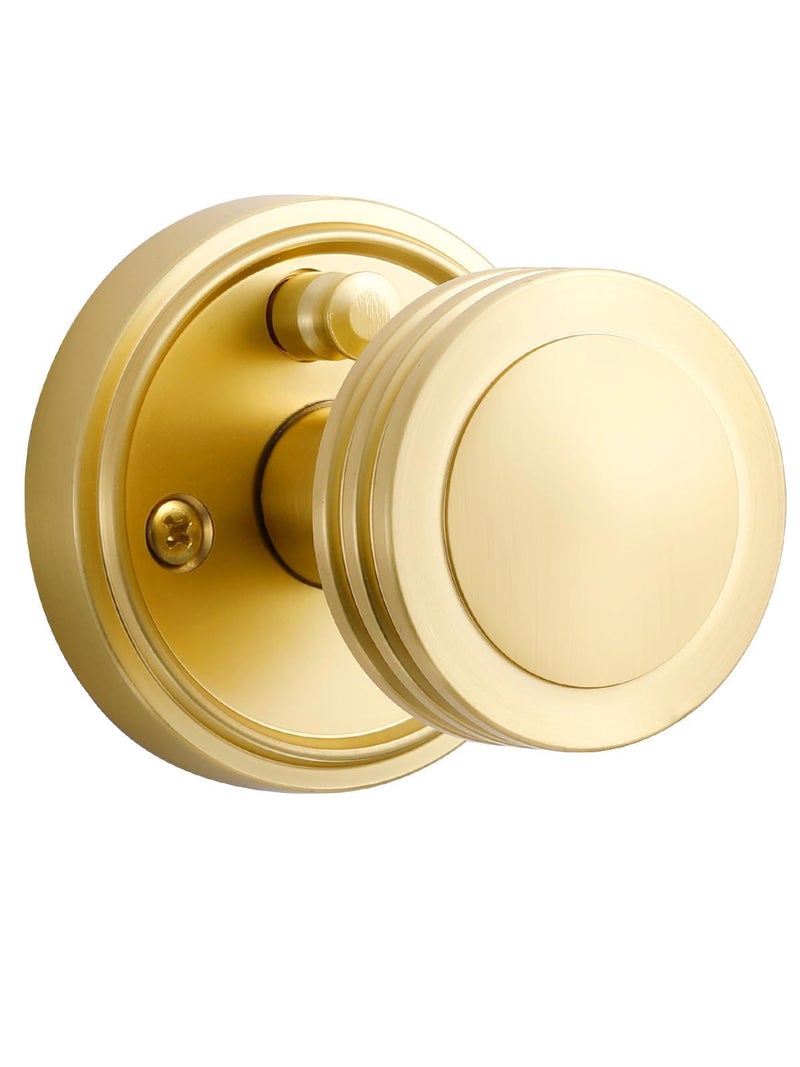 SORWDUERM 4 Pack Gold Door Knob Privacy Door Knobs Satin Brass Door Handle Interior Brushed Gold Door Knobs with Lock for Bedroom and Bathroom Zinc Alloy