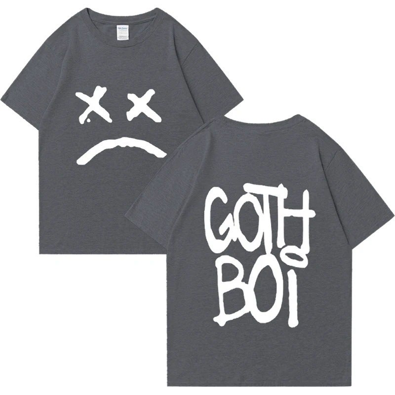 Export Lil Peep Sad Face Gothboi Pattern T-Shirt 2024 Unisex Hip-Hop - Image 1