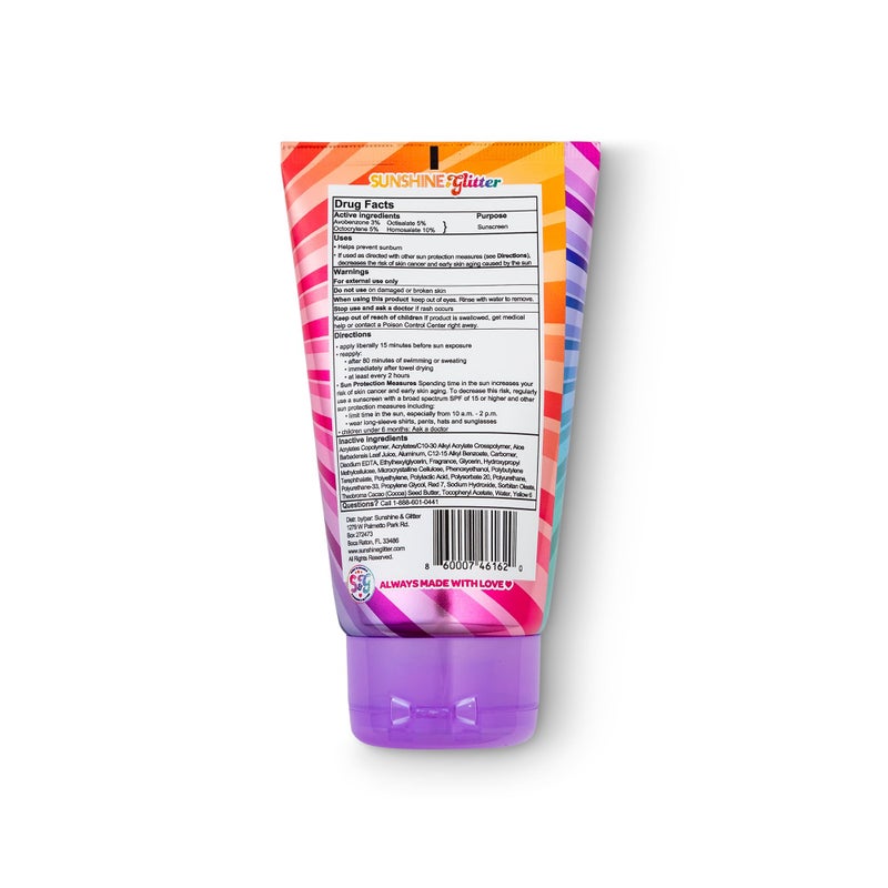 Sunshine & Glitter Seastar Sparkle - Rainbow Party Cake Scented Glitter Sunscreen - SPF 50 - Biodegradable Sunscreen, Kids, Water Resistant, Glitter lotion, Cruelty Free, Kids Lotion, Made in USA, 3.4oz - Image 4