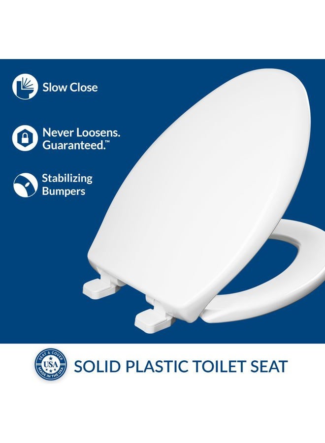 MAYFAIR 18100SL 000 Collins Slow Close Plastic Toilet Seat that will Never Loosen, with Super Grip Bumpers, ELONGATED, Long Lasting Solid Plastic, White - Image 2