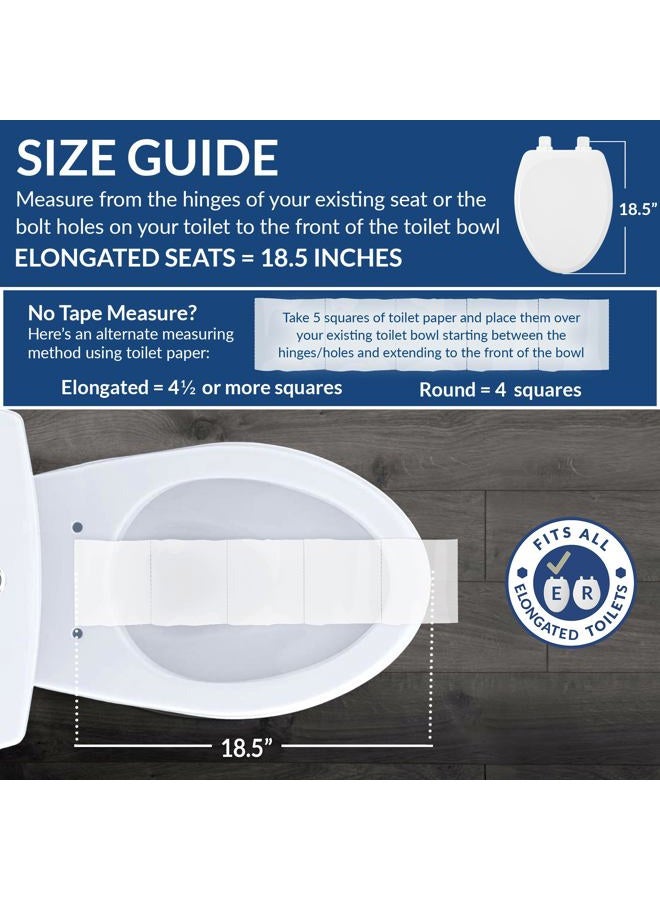 MAYFAIR 18100SL 000 Collins Slow Close Plastic Toilet Seat that will Never Loosen, with Super Grip Bumpers, ELONGATED, Long Lasting Solid Plastic, White - Image 5