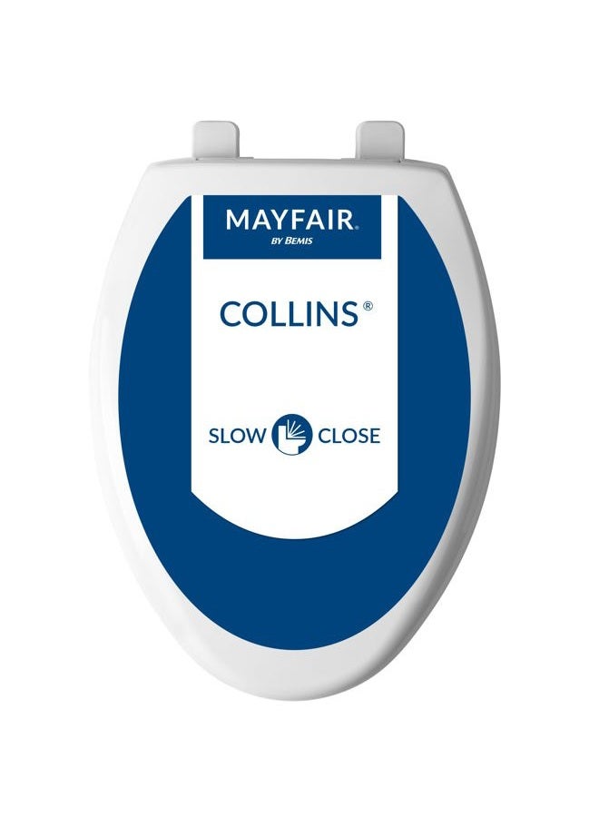 MAYFAIR 18100SL 000 Collins Slow Close Plastic Toilet Seat that will Never Loosen, with Super Grip Bumpers, ELONGATED, Long Lasting Solid Plastic, White - Image 1