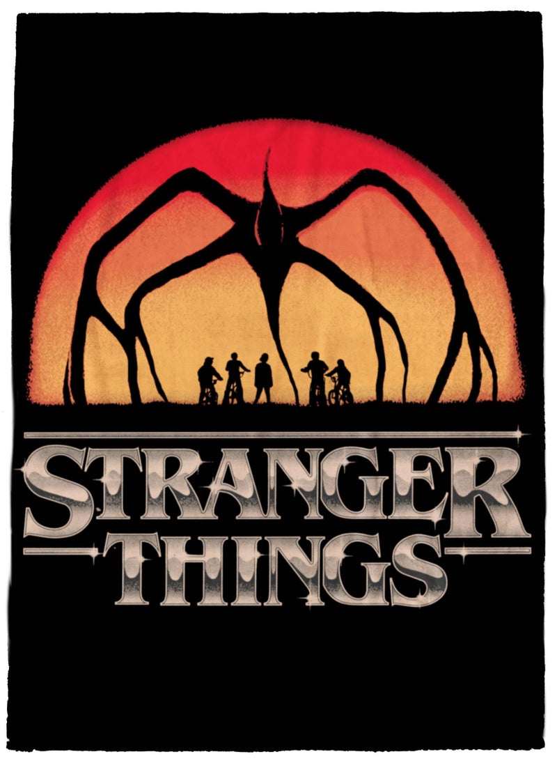 Jay Franco Plush Throw Blanket â€“ 50" x 70" Inch Soft & Cozy Fleece Throw for Bedroom & Couch DÃ©cor, Official Licensed Product, Black - Stranger Things - Image 1