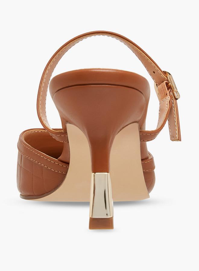 Celeste Women's Textured Pointed Toe Mules with Flared Heel - Image 5