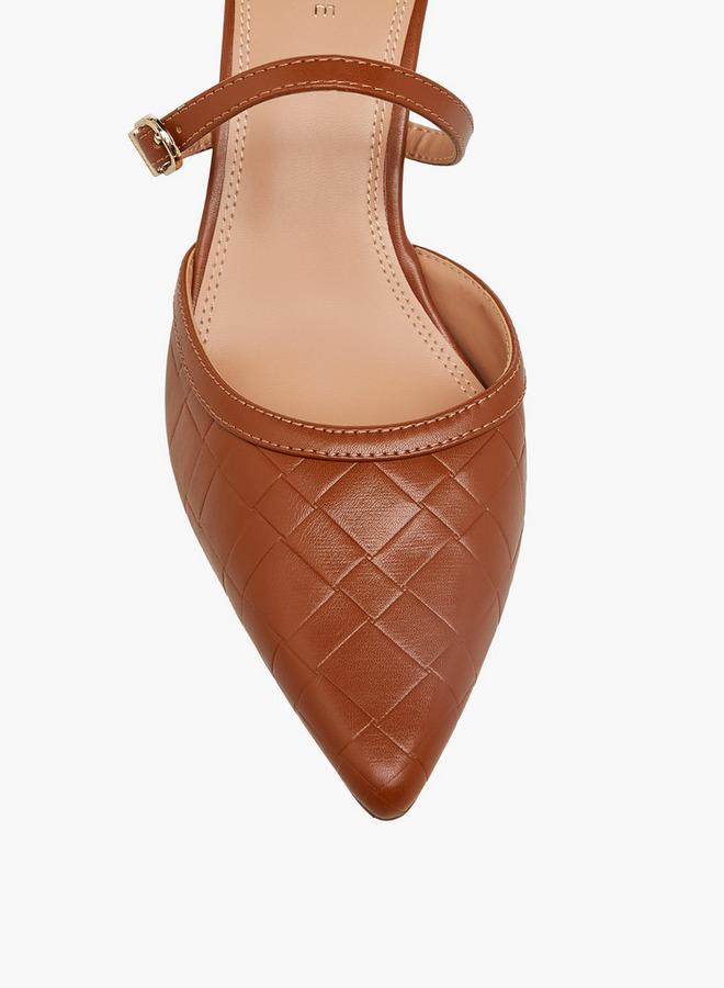 Celeste Women's Textured Pointed Toe Mules with Flared Heel - Image 4