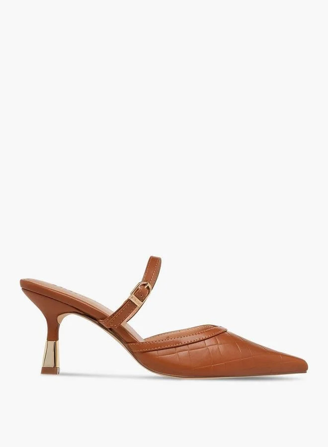 Celeste Women's Textured Pointed Toe Mules with Flared Heel