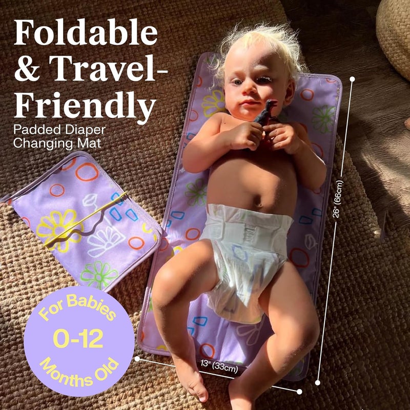 Freestyle Portable Diaper Changing Pad Foldable Waterproof Baby Changing Pad With Stylish Wet Wipes Pouch Travel Changing Pad For Newborn Quick Access Baby Changing Mat For Diaper Bag Essentials - Image 4