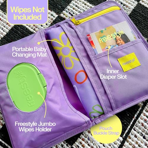 Freestyle Portable Diaper Changing Pad Foldable Waterproof Baby Changing Pad With Stylish Wet Wipes Pouch Travel Changing Pad For Newborn Quick Access Baby Changing Mat For Diaper Bag Essentials - Image 3