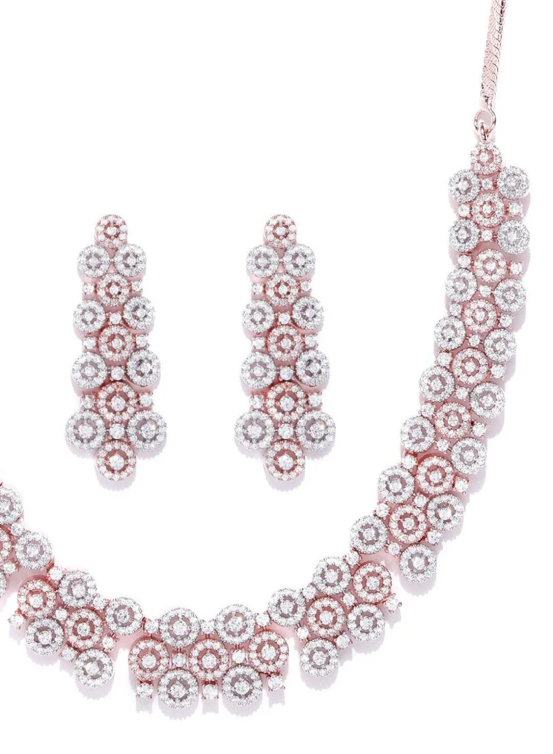 برياسي Rose Plated Studded Jewellery Set