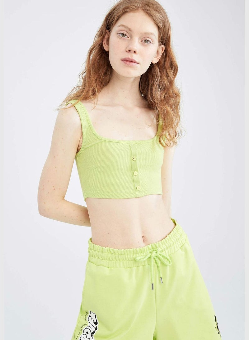DeFacto Regular Fit Powerpuff Girls Licensed Sleeveless Crop T-Shirt - Image 5