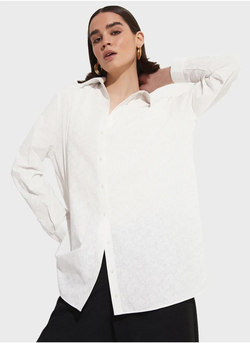 JUNE Patterned  Button Down Shirt