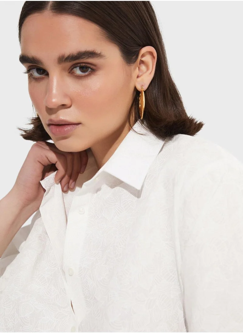 JUNE Patterned  Button Down Shirt