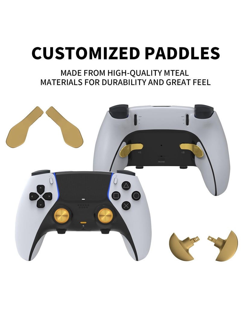 SOLARAE Metal Thumbsticks for PS5 Edge Controller, 4 Back Paddles Triggers Buttons Replacement for PS5 Dualsense Controller, 14 in 1 Accessories Parts for PS5 Edge Controller Analog Joystick, Gold - Image 5