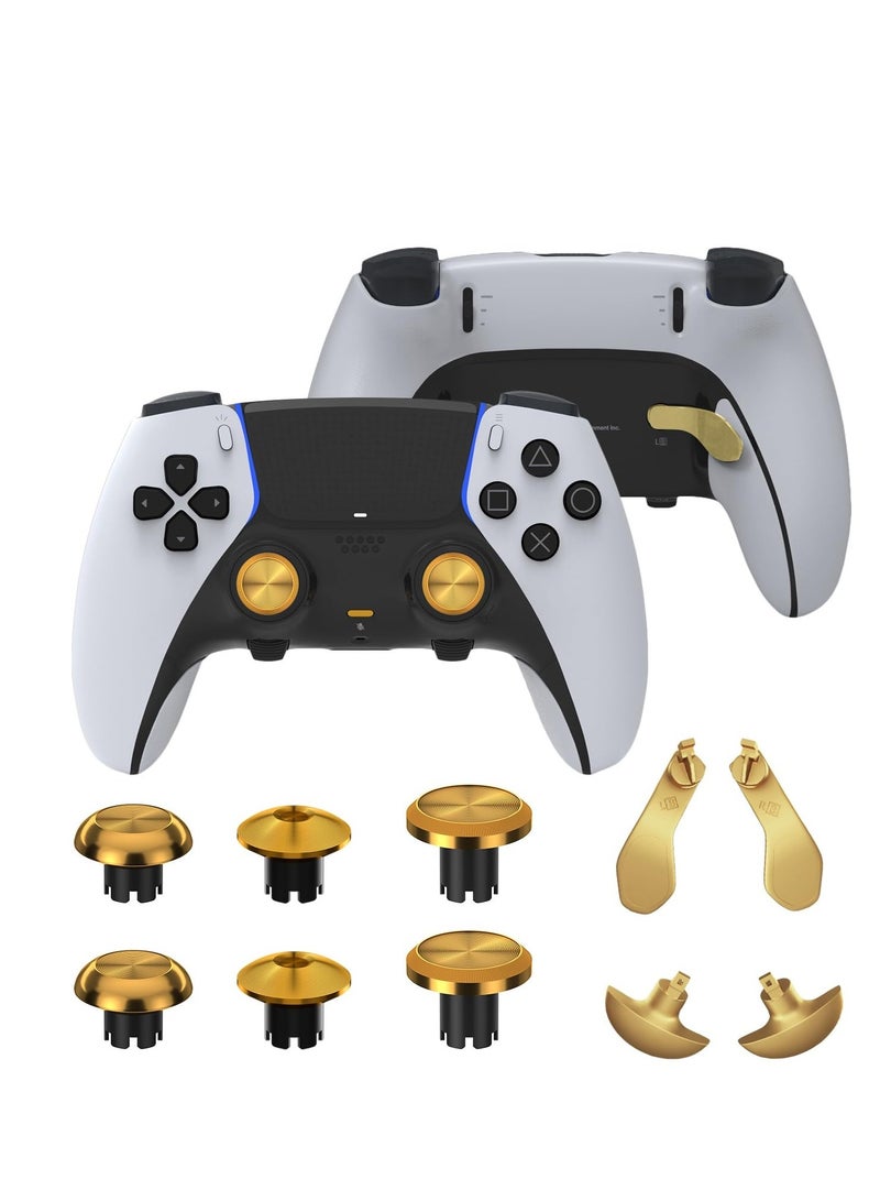 SOLARAE Metal Thumbsticks for PS5 Edge Controller, 4 Back Paddles Triggers Buttons Replacement for PS5 Dualsense Controller, 14 in 1 Accessories Parts for PS5 Edge Controller Analog Joystick, Gold - Image 1