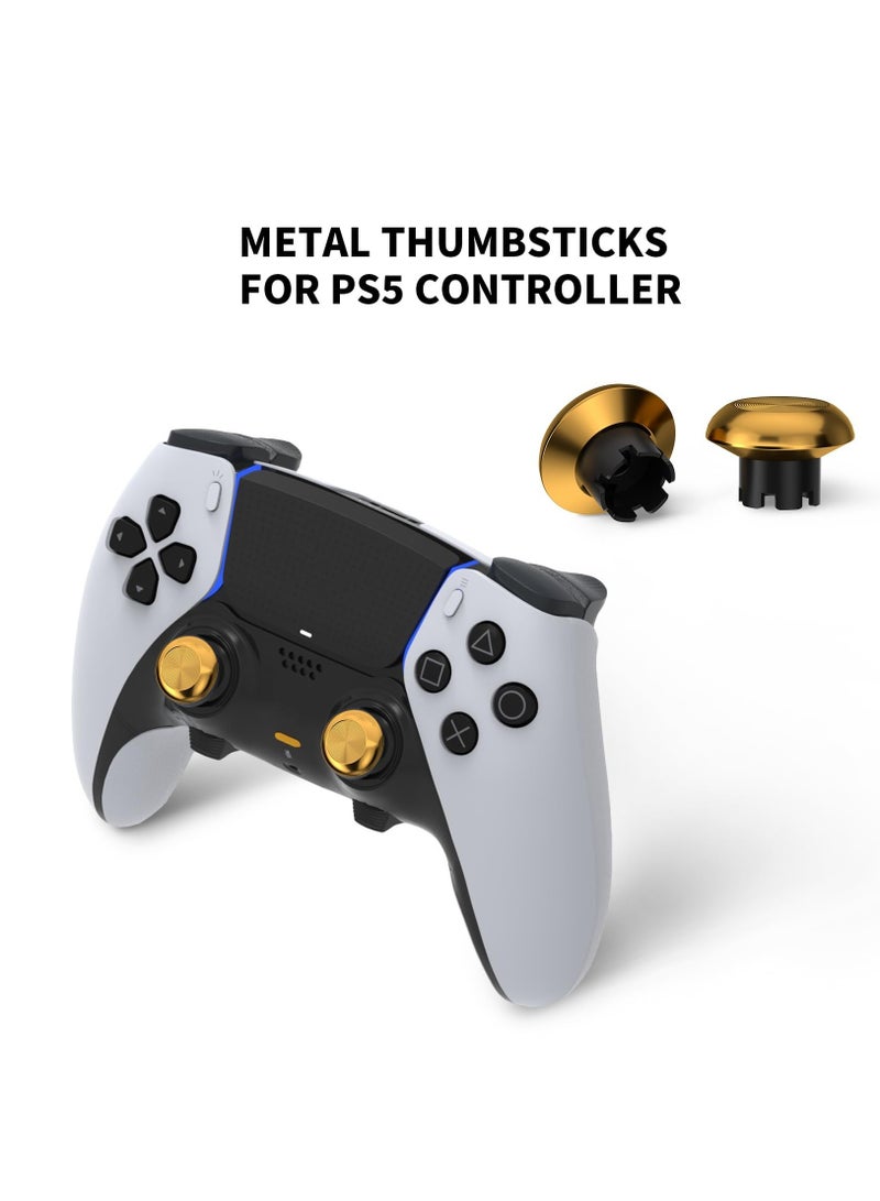 SOLARAE Metal Thumbsticks for PS5 Edge Controller, 4 Back Paddles Triggers Buttons Replacement for PS5 Dualsense Controller, 14 in 1 Accessories Parts for PS5 Edge Controller Analog Joystick, Gold - Image 2
