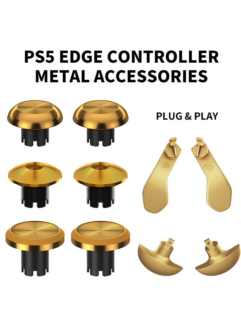 SOLARAE Metal Thumbsticks for PS5 Edge Controller, 4 Back Paddles Triggers Buttons Replacement for PS5 Dualsense Controller, 14 in 1 Accessories Parts for PS5 Edge Controller Analog Joystick, Gold - Image 3