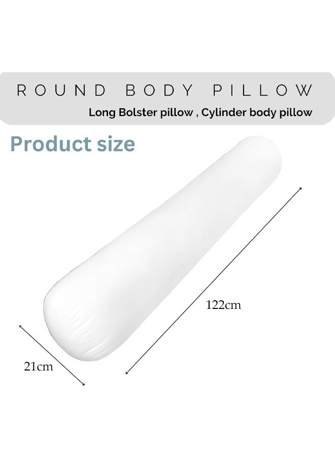 DUNISO وسادة طويلة، وسادة نوم، وسادة جسم دائرية، 21 سم × 122 سم، يمكن استخدامها كمسند ظهر للكنبة، وسادة جانبية، وسادة حمل، بيضاء - Image 2