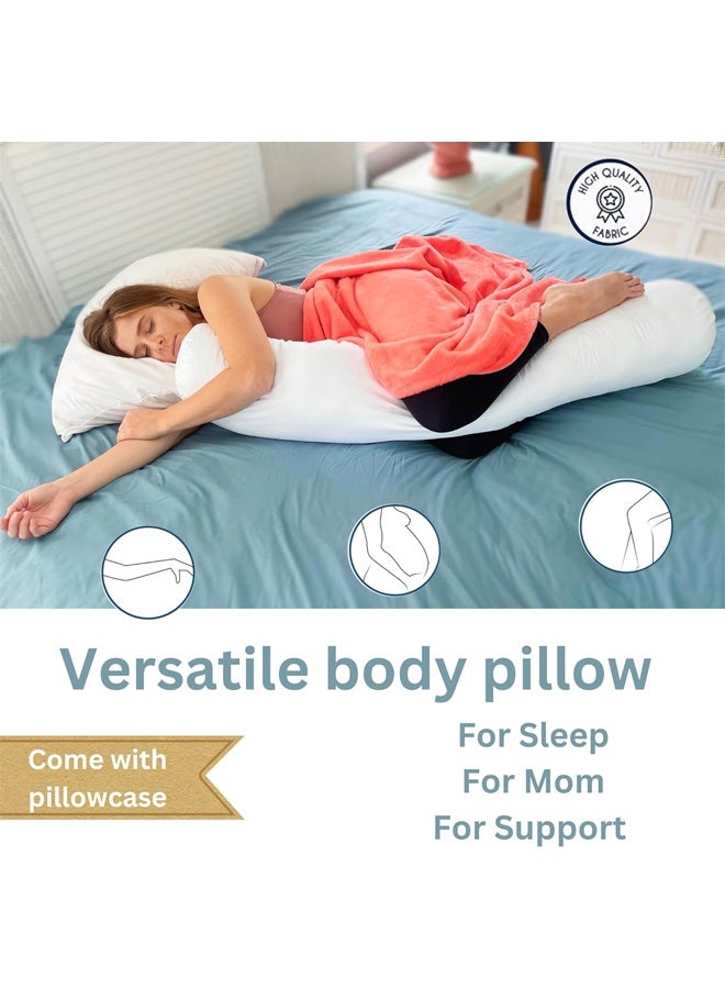 DUNISO وسادة طويلة، وسادة نوم، وسادة جسم دائرية، 21 سم × 122 سم، يمكن استخدامها كمسند ظهر للكنبة، وسادة جانبية، وسادة حمل، بيضاء - Image 3