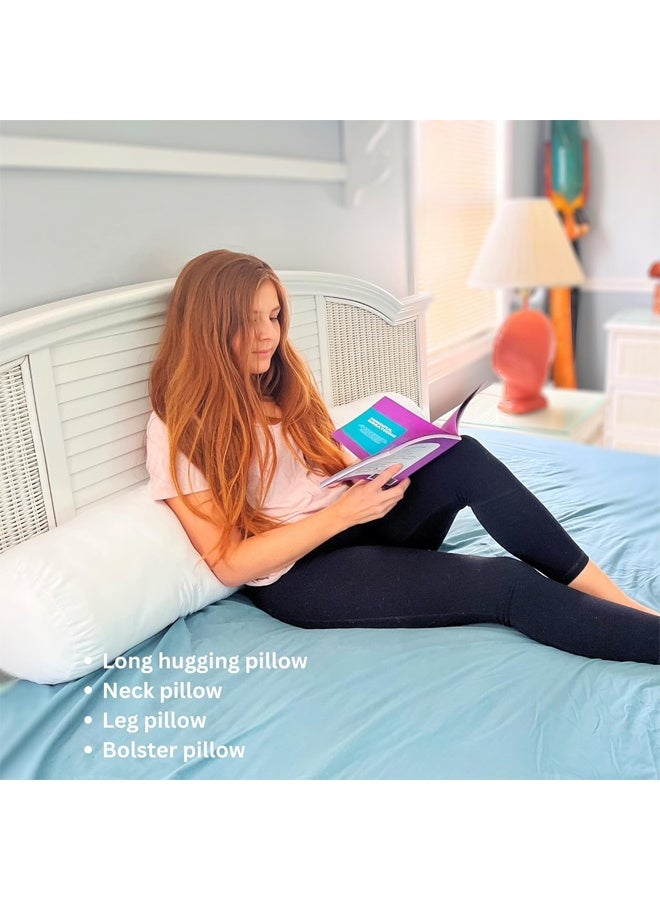 DUNISO وسادة طويلة، وسادة نوم، وسادة جسم دائرية، 21 سم × 122 سم، يمكن استخدامها كمسند ظهر للكنبة، وسادة جانبية، وسادة حمل، بيضاء - Image 4