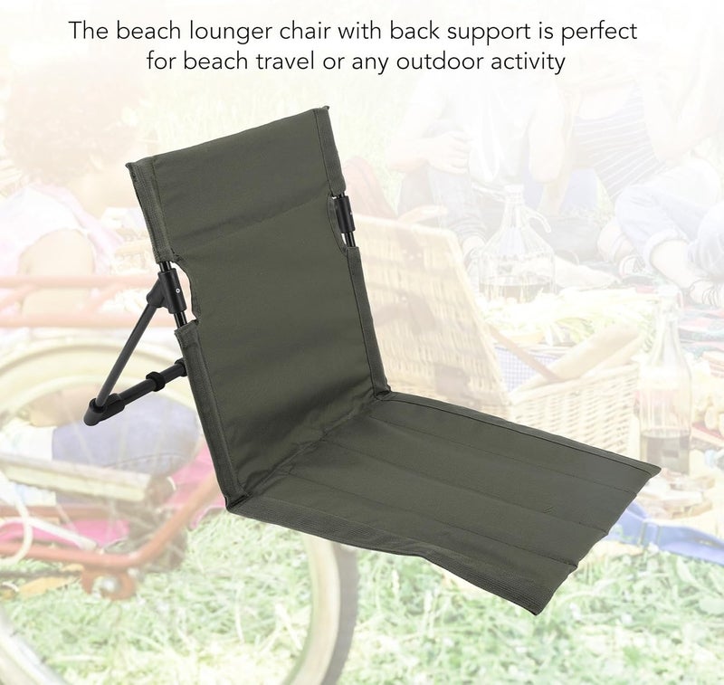 fannay Beach Lounger Chair, 600D Oxford Cloth Folding Beach Lounge Chair Compact Shoulder Strap with Back Support for Outdoor Activities (OD Green) - Image 5