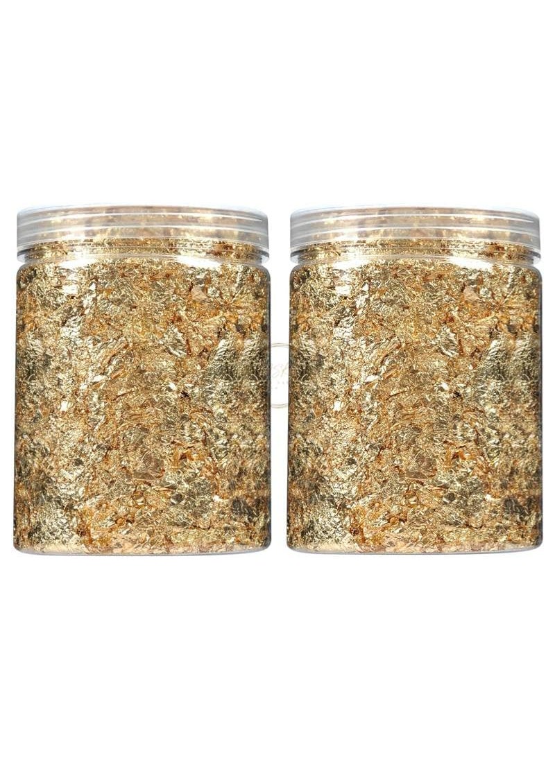 ASK VARK WALA Gold Foil Flakes for Resin Imitation Gold Foil Flakes Metallic Leaf for Nails Painting Crafts Slime and Resin Jewelry Making GoldColors 