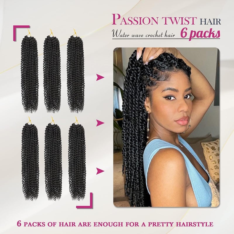 Dansama Passion Twist Hair Water Wave Braiding Hair for Butterfly Style Crochet Braids Bohemian Hair Extensions (18inch, #2, Economy Pack) - Image 2
