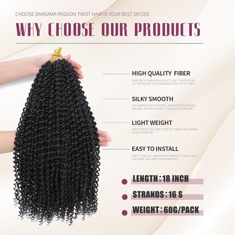 Dansama Passion Twist Hair Water Wave Braiding Hair for Butterfly Style Crochet Braids Bohemian Hair Extensions (18inch, #2, Economy Pack) - Image 3