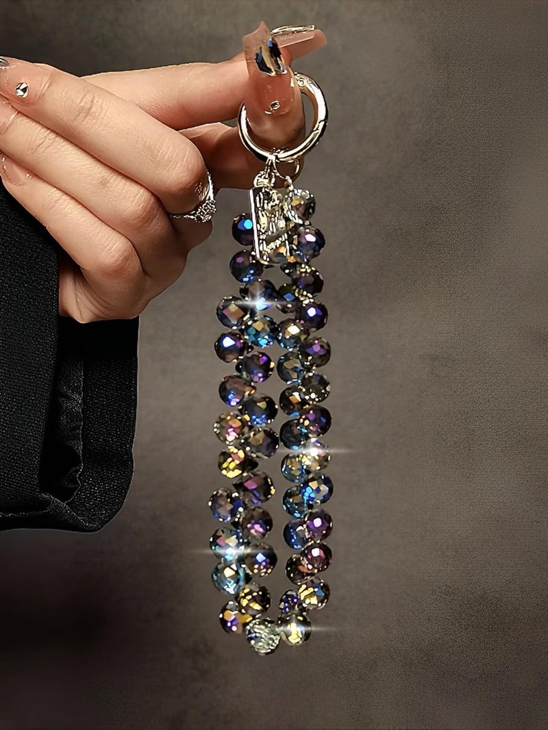 KHOLAD Crystal Phone Wrist Strap Phone Charm Chain Keychain Beaded Cellphone Lanyard with Tether Tab Hands-Free Wristlet Bracelet Wrist Grip Strap for Women - Image 5