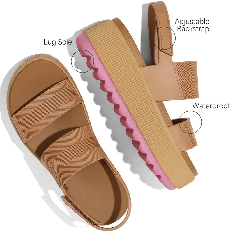 Lovee Cosee Brown Platform Sandals for Women 2026 Flatform Water Sandals Chunky Wedge Lug Sole Lightweight Comfortable Summer Outfit Walking Beach Vacation Essentials Trendy Shoe Resort Wears Size 7 - Image 5