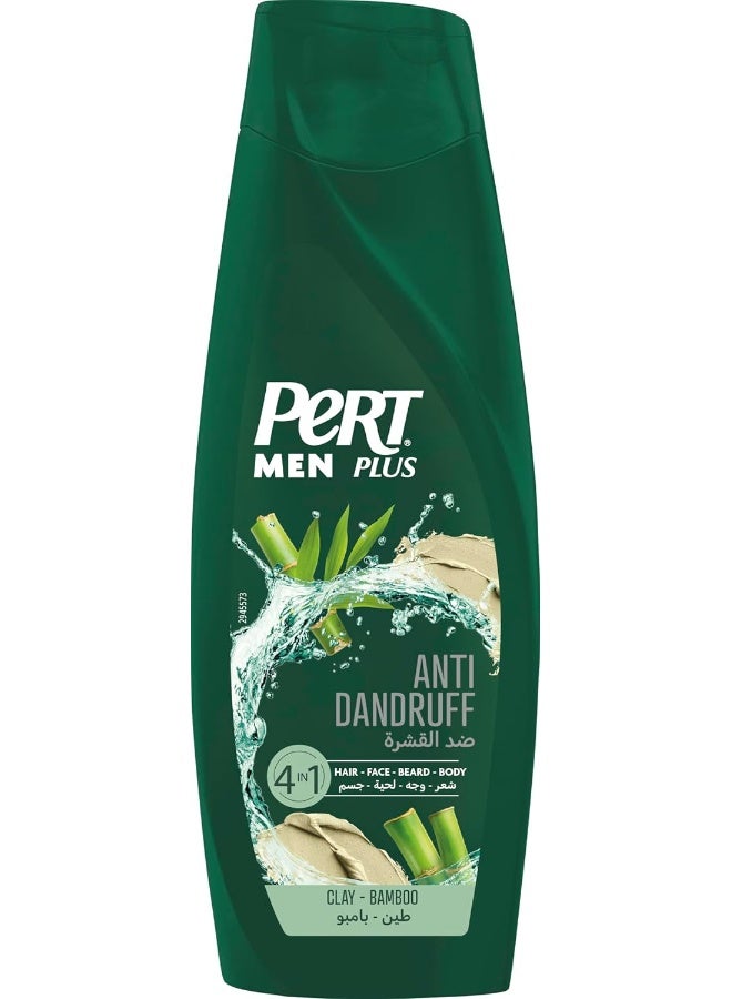 Pert Plus Men, Anti-Dandruff Shampoo with Clay & Bamboo, 4in1 for Hair, Face, Beard and Body, 360ml - Image 1