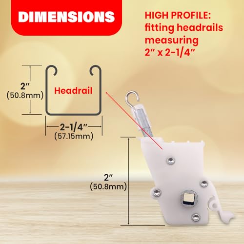 Amazing Drapery Hardware High Profile Wand Tilt Control 2ct - 1/4” Square Hole Heavy Duty Metal Mechanism for 2" Horizontal Blinds - Image 4