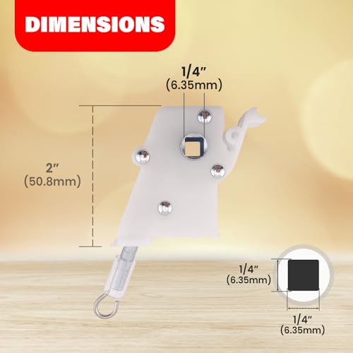 Amazing Drapery Hardware High Profile Wand Tilt Control 2ct - 1/4” Square Hole Heavy Duty Metal Mechanism for 2" Horizontal Blinds - Image 3
