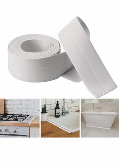 KASTWAVE Waterproof & Adhesive Caulk Strip Flexible Self Adhesive Tape for Kitchen Bathroom Bathtub Toilet Wall Floor Self Adhesive Caulk Strip Tile Sealer Moisture Mold Protector White 1PCS  - Image 1