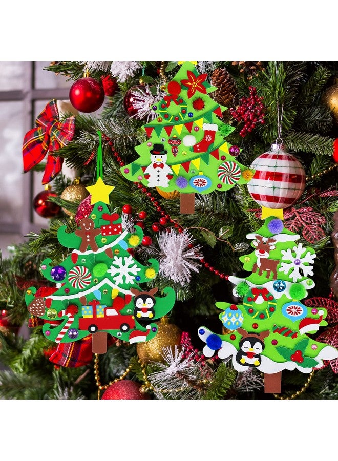 Winlyn 24 Sets Christmas Tree Ornaments Decorations Art Sets DIY Christmas Craft Kits Pine Tree Snowman Snowflake Penguin Foam Stickers Arts and Crafts for Kids Party Favors Home Classroom Activities - Image 5