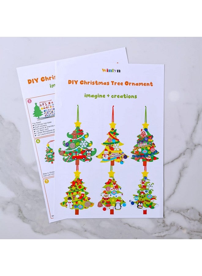 Winlyn 24 Sets Christmas Tree Ornaments Decorations Art Sets DIY Christmas Craft Kits Pine Tree Snowman Snowflake Penguin Foam Stickers Arts and Crafts for Kids Party Favors Home Classroom Activities - Image 4