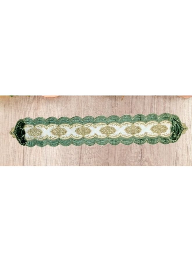 Handsomegift Lace Oval Coaster Green 38x220cm - Image 2