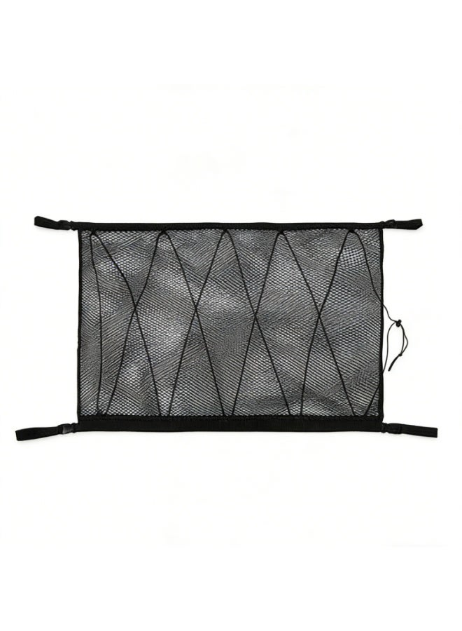 حقيبة تخزين سقف السيارة ، حقيبة شبكية مزدوجة الطبقة للأمتعة وتخزين الملابس مع الرباط ، حقيبة شبكية لسقف السيارة ، مع مشبك قابل للتعديل ورباط إضافي. - Image 1